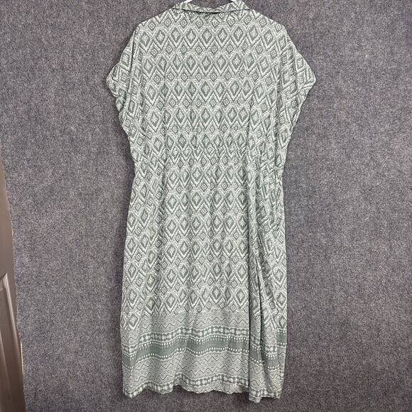Lucky Brand Dress Womens Size 1X Green Cottagecore Safari Nature - Picture 2 of 12
